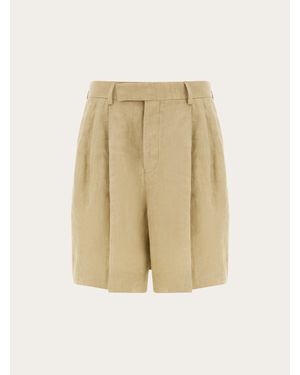 Ferragamo Linen Bermuda Short - Natural