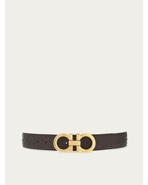 Ferragamo Reversible And Adjustable Gancini Belt - White