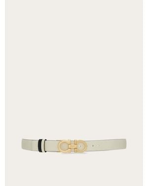 Ferragamo Reversible And Adjustable Gancini Belt - Natural