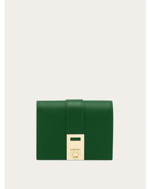 Ferragamo Donna Portafoglio Compatto Hug - Verde