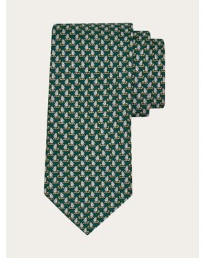 Ferragamo Penguin Print Silk Tie - Green