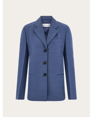 Ferragamo Femmes Blazer À Simple Boutonnage Bleu