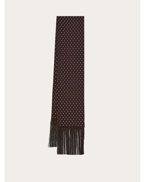 Ferragamo Micro Gancini Print Silk Scarf - Grey