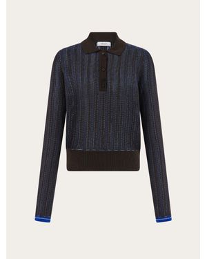 Ferragamo Long Sleeved Polo Shirt - Blue