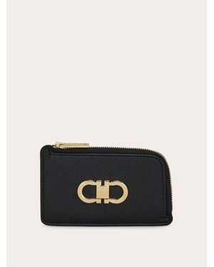 Ferragamo Credit Card Holder With Coin Purse - Black