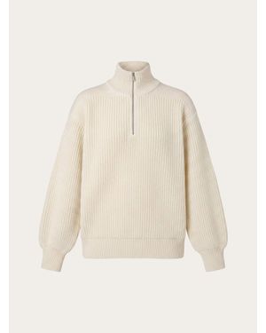 Ferragamo Quarter Zip Knitted Sweater - Natural
