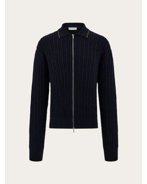 Ferragamo Cotton And Silk Cardigan - Blue