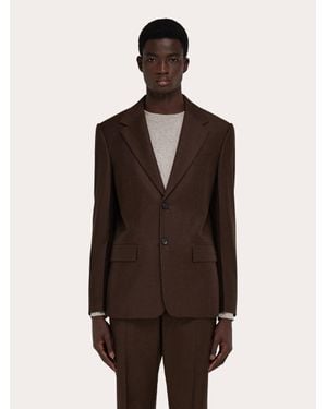 Ferragamo Single Breasted Flannel Blazer - Brown
