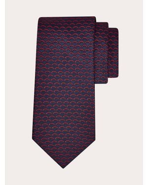 Ferragamo Archi Print Silk Tie - Purple