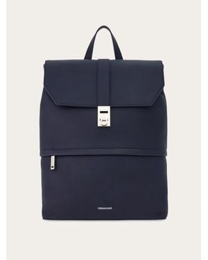 Ferragamo Hommes Sac À Dos Avec Boucle Gancini Bleu
