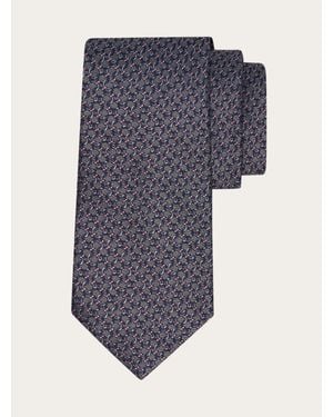 Ferragamo Gancini Silk Jacquard Tie - Blue