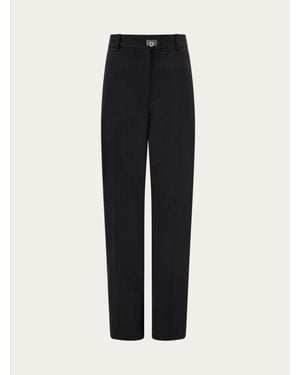Ferragamo Cashmere Blend Tailored Trouser - Black