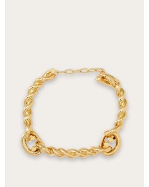 Ferragamo Gancini Twisted Bracelet (L) - Metallic