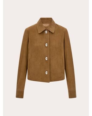 Ferragamo Boxy Nubuck Jacket - Brown