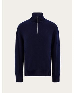Ferragamo High Neck Cashmere Pullover - Blue