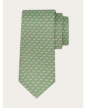 Ferragamo Dachshund Print Silk Tie - Green