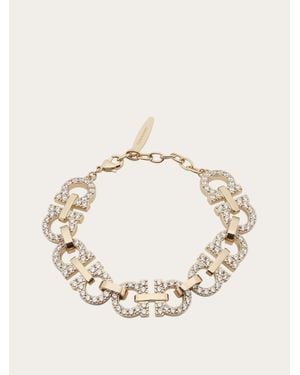 Ferragamo Femmes Bracelet Gancini Avec Cristaux Or - Neutre