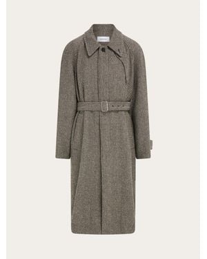 Ferragamo Herren Einreihiger Chevron-Mantel - Grau