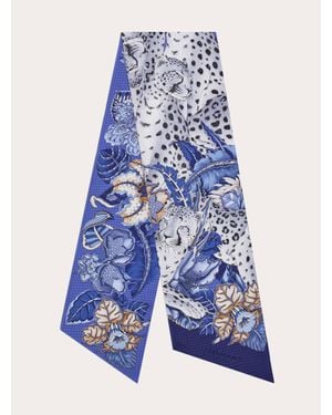 Ferragamo Cheetahs Print Silk Bandeau - Blue
