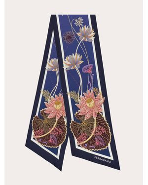 Ferragamo Water Lilies Print Silk Bandeau - Blue