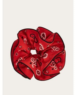 Ferragamo Arabesque Print Silk Scrunchie - Red