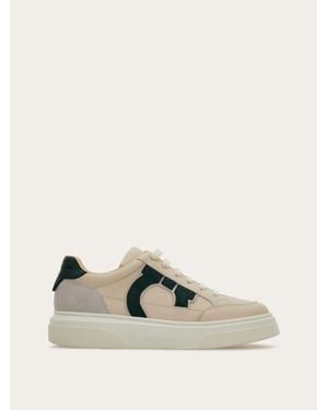 Ferragamo Low-Top Trainer With Gancini Detail - Natural