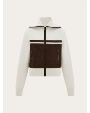 Ferragamo Wool And Alcantara Blouson - White