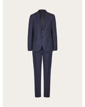 Ferragamo Check Suit In Wool - Blue