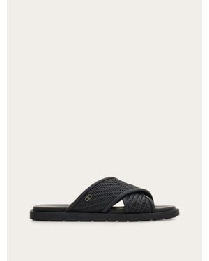 Ferragamo Herren Sandale Mit Überkreuzten Riemen Größe - Schwarz
