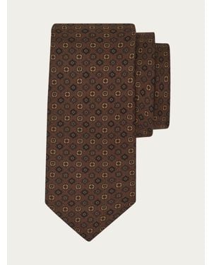 Ferragamo Micro Pattern Silk Tie - Brown