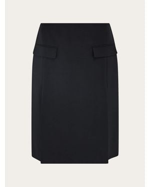 Ferragamo Pencil Skirt With Double Slit - Black