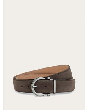Ferragamo Hombre Cinturón Ajustable Gris - Marrón