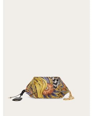 Ferragamo Gancini Chain Folded Clutch - Natural