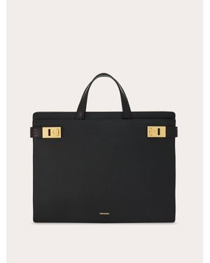 Ferragamo Uomo Borsa Da Lavoro Con Fibbie Gancini (S) - Nero