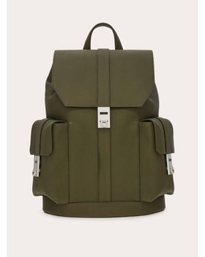 Ferragamo Utility Backpack With Hug Buckles - Green