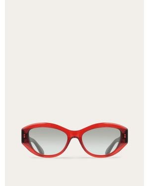 Ferragamo Oval Frame Sunglasses - Red