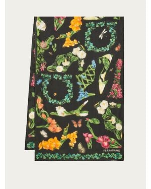 Ferragamo Eden Shoes-Print Silk Scarf - Green