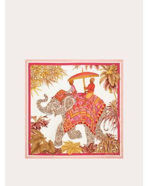 Ferragamo India Print Silk Scarf - Pink