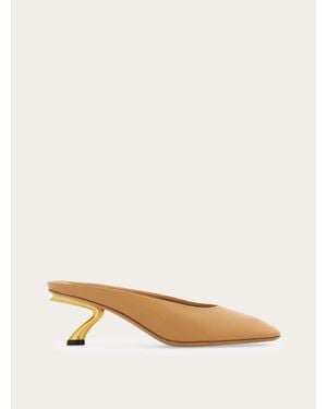 Ferragamo S-Shaped Heel Mule - Natural