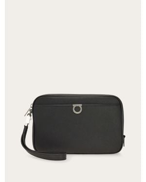 Ferragamo Uomo Pouch Gancini - Nero