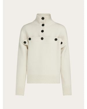 Ferragamo Damen Pullover Mit-Knöpfen - Natur