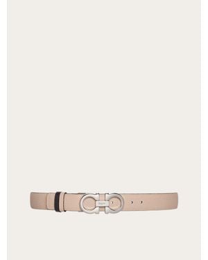 Ferragamo Reversible And Adjustable Gancini Belt - Natural