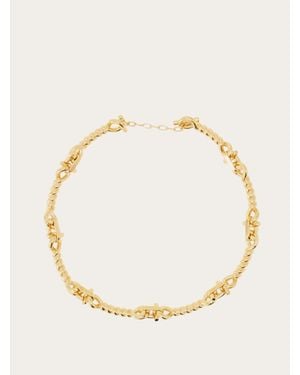 Ferragamo Twisted Chain Gancini Necklace - Natural