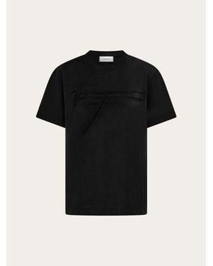 【関税込み】Ferragamo ブラック 半袖Tシャツ ブラック（黒）系 FERRAGAMO(フェラガモ) Tシャツ・カットソー