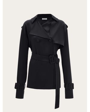 Ferragamo Mujer Trench Corto De Satén - Azul