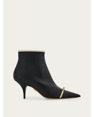 Ferragamo Pointed Ankle Boot With Mini Bow Detail - Black