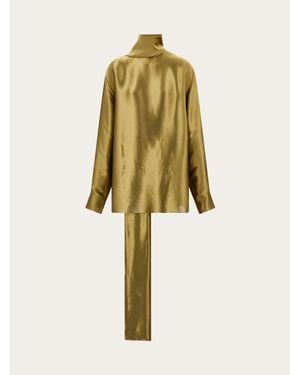 Ferragamo Liquid Lamé Blouse - Natural