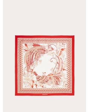 Ferragamo Animals Print Silk Scarf - Red
