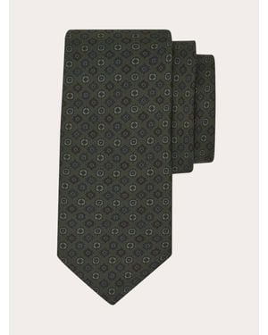 Ferragamo Micro Pattern Silk Tie - Green