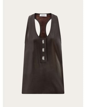 Ferragamo Nappa Racer Back Vest - Black